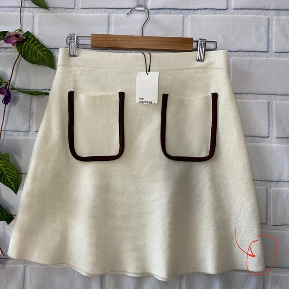 Zara Knit Cream & Brown A-Line Mini Skirt NWT - Picture 8 of 8